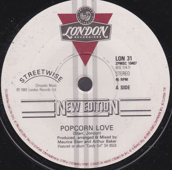 New Edition : Popcorn Love (7", Single, Pap)