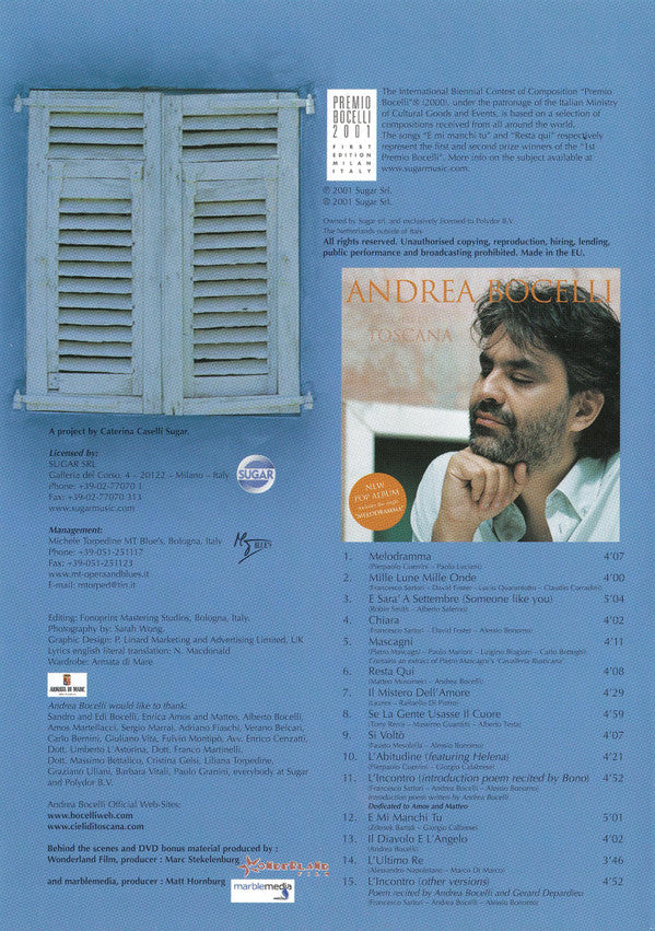 Andrea Bocelli : Tuscan Skies (DVD-V, Copy Prot., PAL)