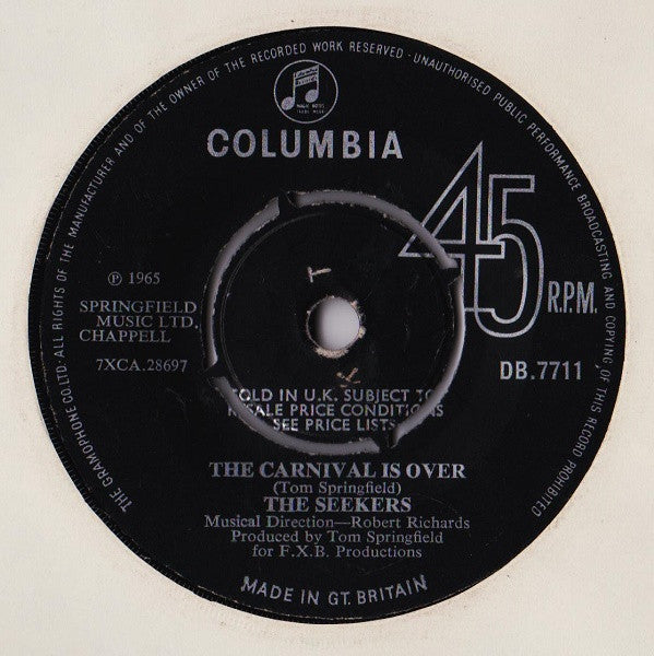 The Seekers : The Carnival Is Over (7", Pus)