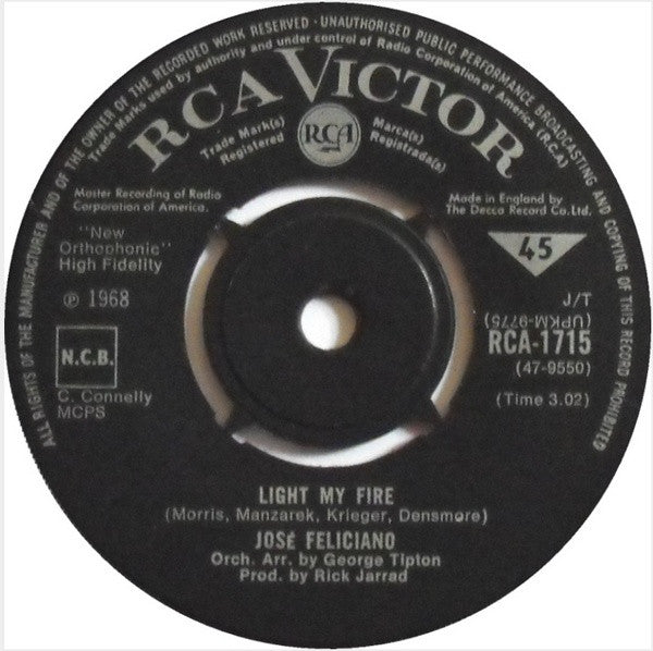 José Feliciano : Light My Fire / California Dreamin' (7", Single)