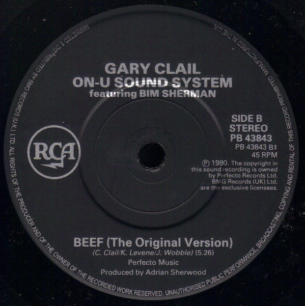 Gary Clail & On-U Sound System Featuring Bim Sherman : Beef (7", Single, Sol)