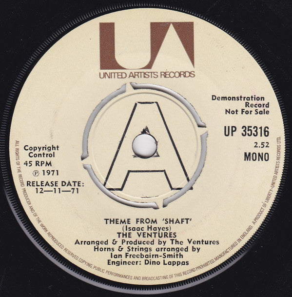 The Ventures : Theme From "Shaft" (7", Mono, Promo)