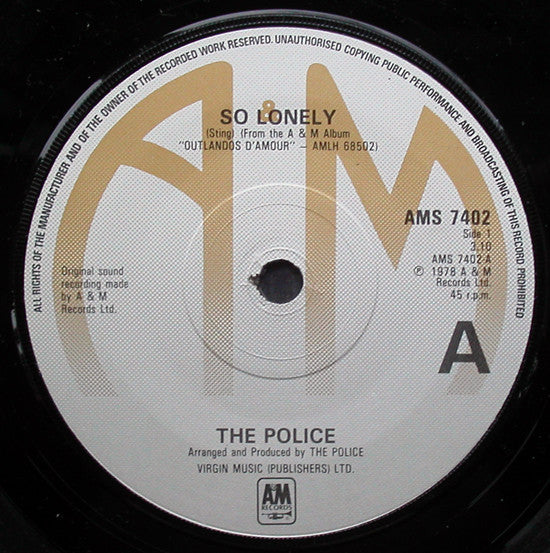 The Police : So Lonely (7", Single, RE)