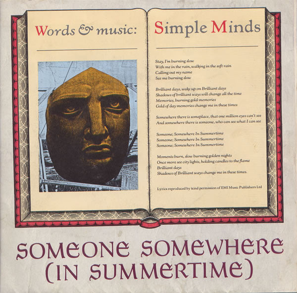 Simple Minds : Someone Somewhere (In Summertime) (7", Single)