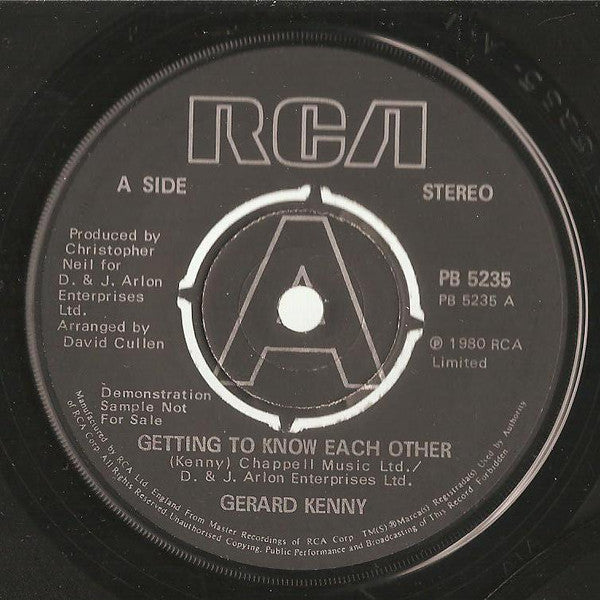 Gerard Kenny : Getting To Know Each Other (7", Single, Promo)