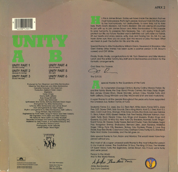 Afrika Bambaataa & James Brown : Unity (12", Single)