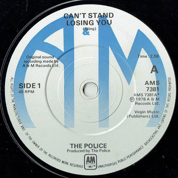 The Police : Can't Stand Losing You (7", Single, Com)