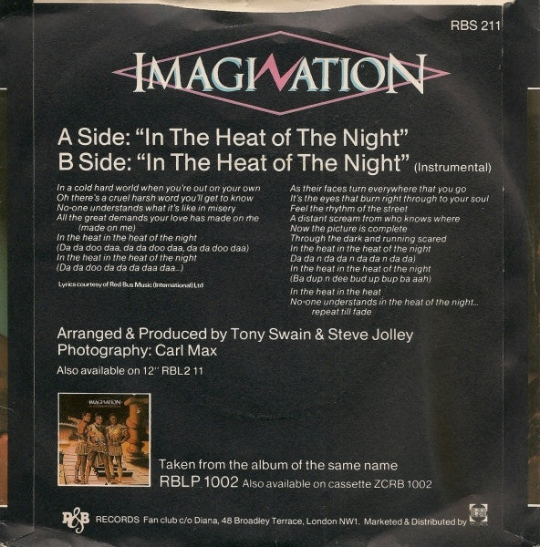 Imagination : In The Heat Of The Night (7", Single, Sol)