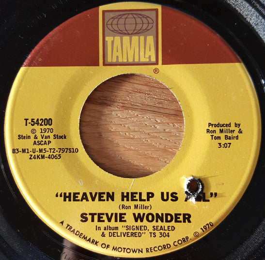 Stevie Wonder : Heaven Help Us All (7", Single)