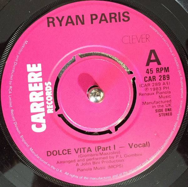 Ryan Paris : Dolce Vita (7", Single, Kno)