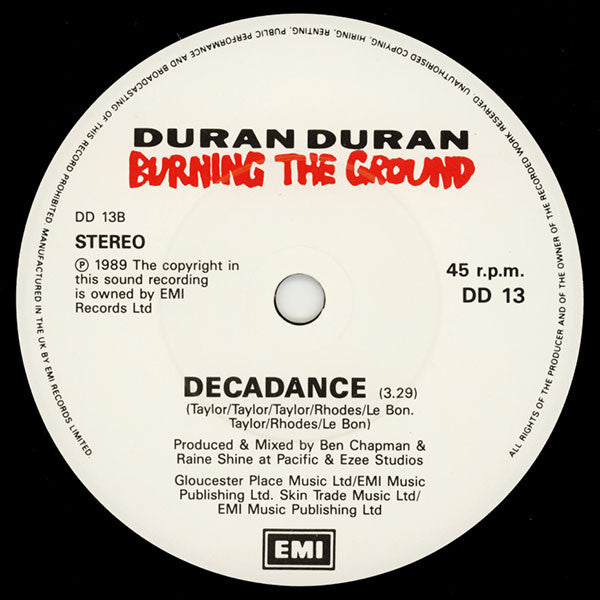 Duran Duran : Burning The Ground (7", Single)