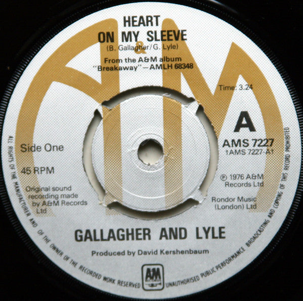 Gallagher & Lyle : Heart On My Sleeve (7", Single)
