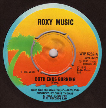 Roxy Music : Both Ends Burning (7", Single, Kno)