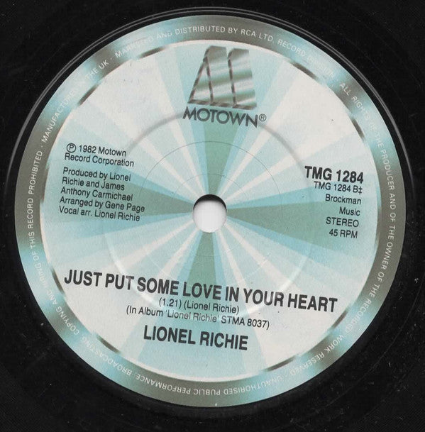 Lionel Richie : Truly (7", Single, Sol)