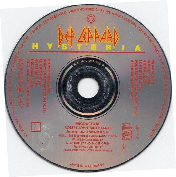 Def Leppard : Hysteria (CD, Album)