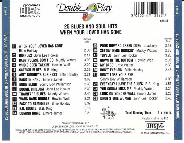 Various : When Your Lover Has Gone (25 Blues & Soul Hits) (CD, Comp)