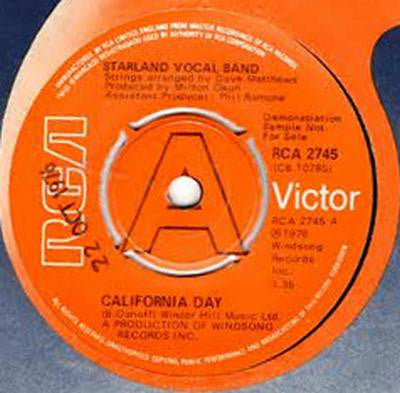 Starland Vocal Band : California Day (7", Single, Promo)
