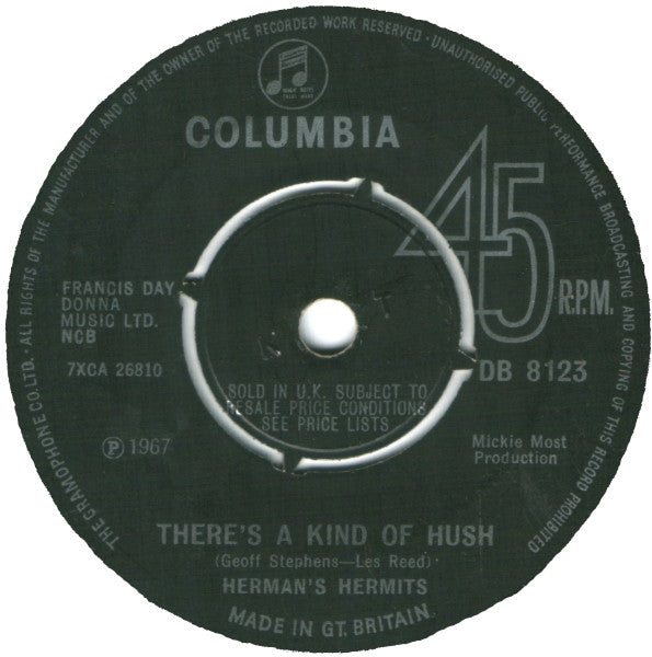 Herman's Hermits : There's A Kind Of Hush (7", Single)