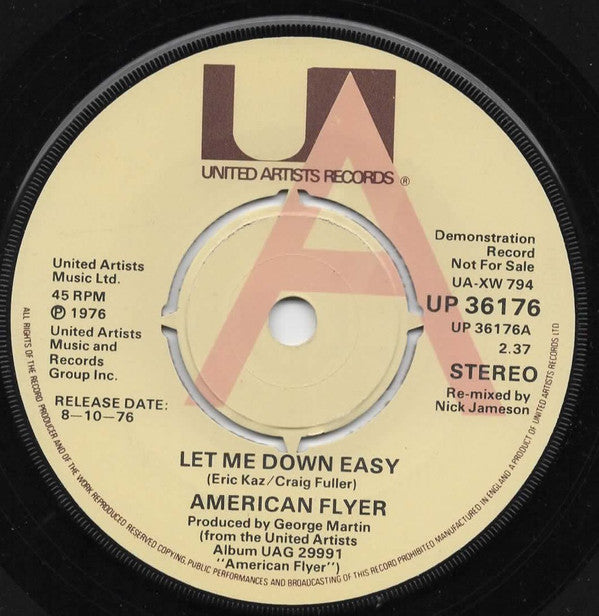 American Flyer : Let Me Down Easy (7", Promo)