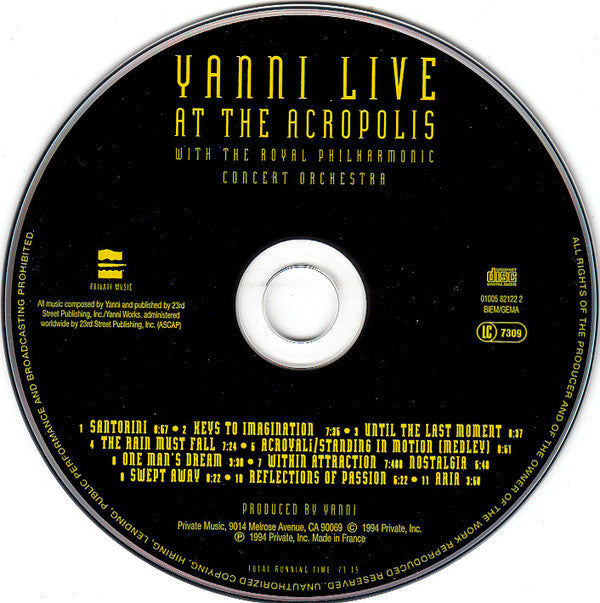 Yanni (2) With The Royal Philharmonic Concert Orchestra : Live At The Acropolis (CD, Album)