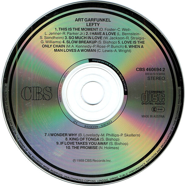 Art Garfunkel : Lefty (CD, Album)