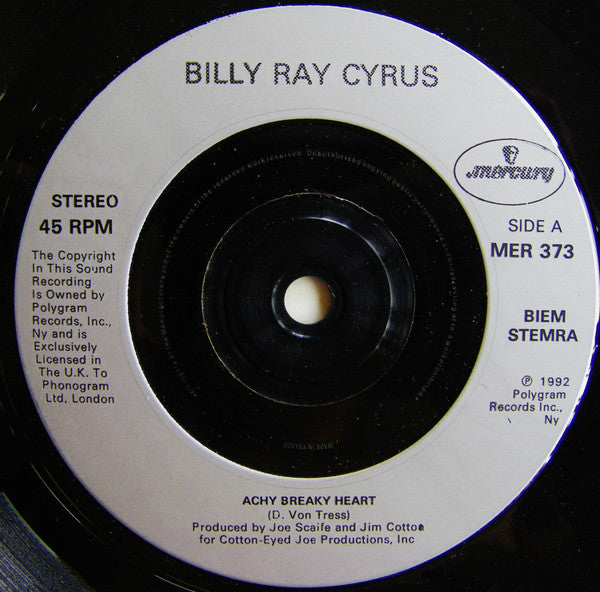 Billy Ray Cyrus : Achy Breaky Heart (7", Single, Sil)