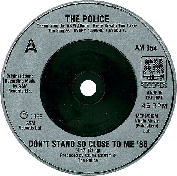 The Police : Don't Stand So Close To Me '86 (7", Single, Blu)
