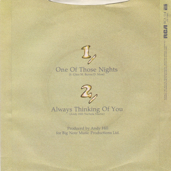 Bucks Fizz : One Of Those Nights (7", Single)