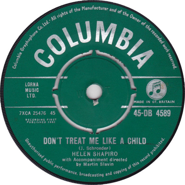 Helen Shapiro : Don't Treat Me Like A Child (7", Single)