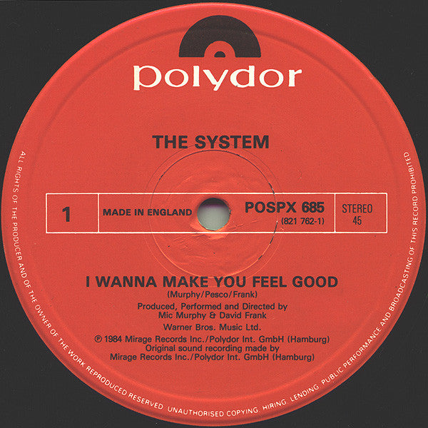 The System : I Wanna Make You Feel Good (12", Single)