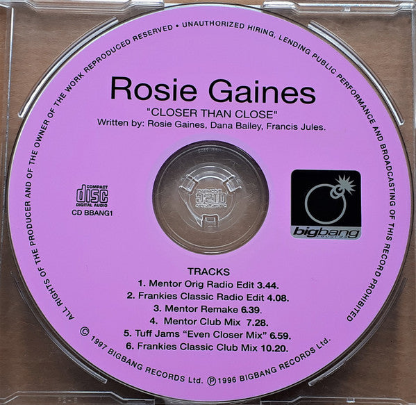 Rosie Gaines : Closer Than Close (CD, Single)