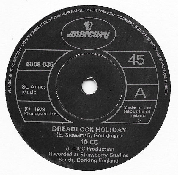 10cc : Dreadlock Holiday (7", Single)
