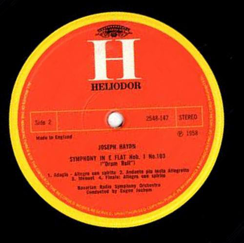 Joseph Haydn, Symphonie-Orchester Des Bayerischen Rundfunks, Eugen Jochum : Symphony In E Flat Hob. 1 No. 91 / Symphony In E Flat Hob. 1 No. 103 ("Drum Roll") (LP)