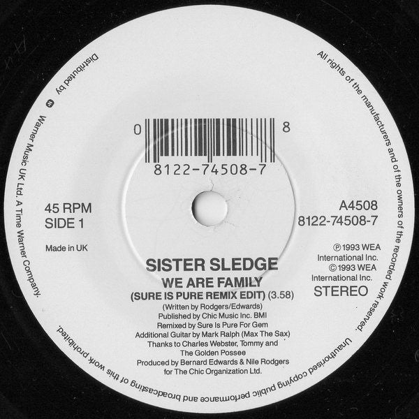 Sister Sledge : We Are Family ('93 Mixes) (7", Single)