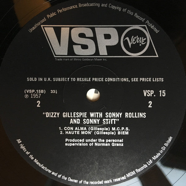 Dizzy Gillespie, Sonny Rollins & Sonny Stitt : Dizzy Gillespie With Sonny Rollins And Sonny Stitt (2xLP, Comp)