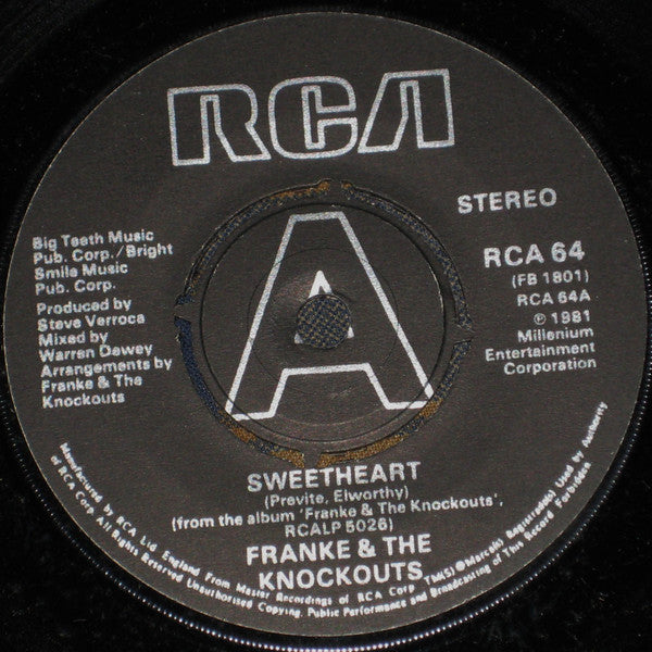 Franke & The Knockouts : Sweetheart (7")