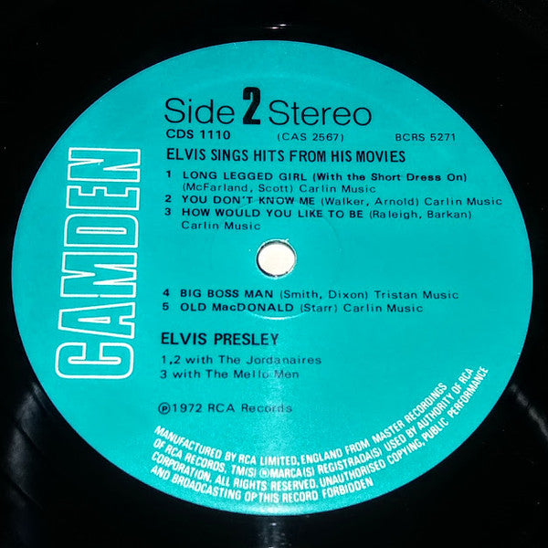 Elvis Presley : Sings Hits From His Movies (LP, Comp)