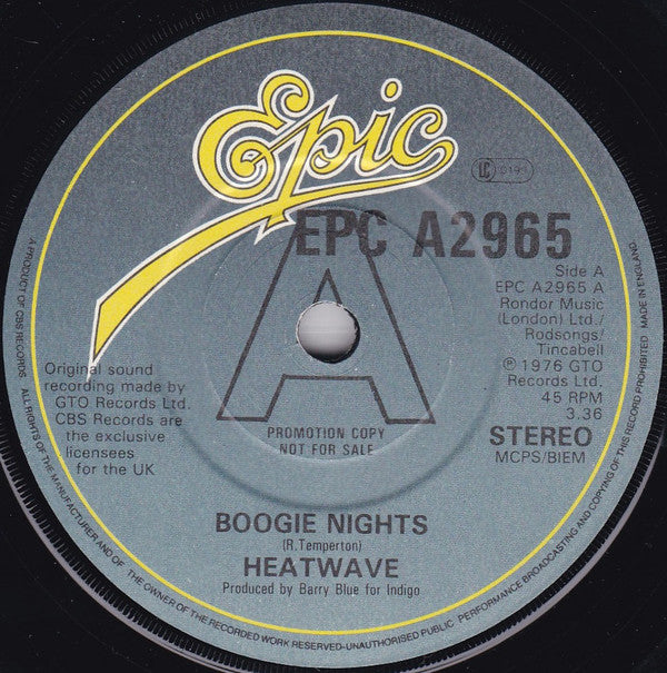 Heatwave : Boogie Nights (7", Promo)