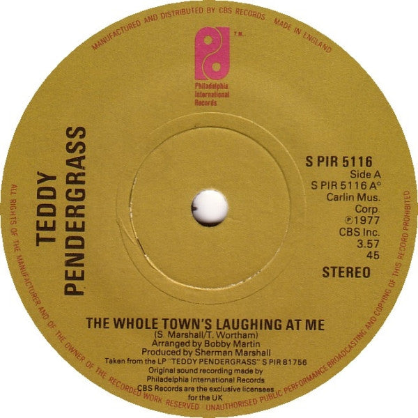 Teddy Pendergrass : The Whole Town's Laughing At Me (7", Single)