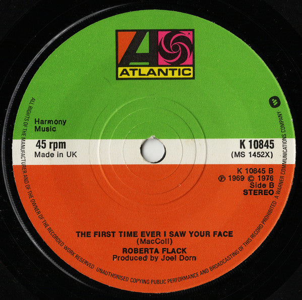 Roberta Flack : Killing Me Softly With His Song / The First Time Ever I Saw Your Face (7", Single, RE, Sol)