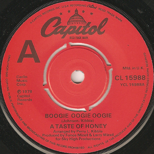 A Taste Of Honey : Boogie Oogie Oogie (7", Single)