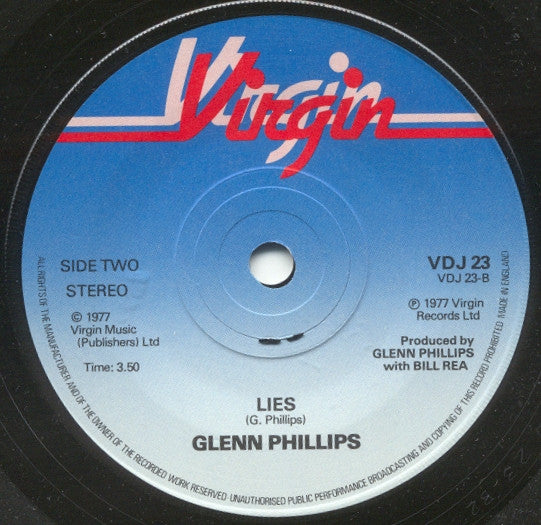 Steve Hillage / Glenn Phillips : Ley Lines To Glassdom / Lies (7", Single)