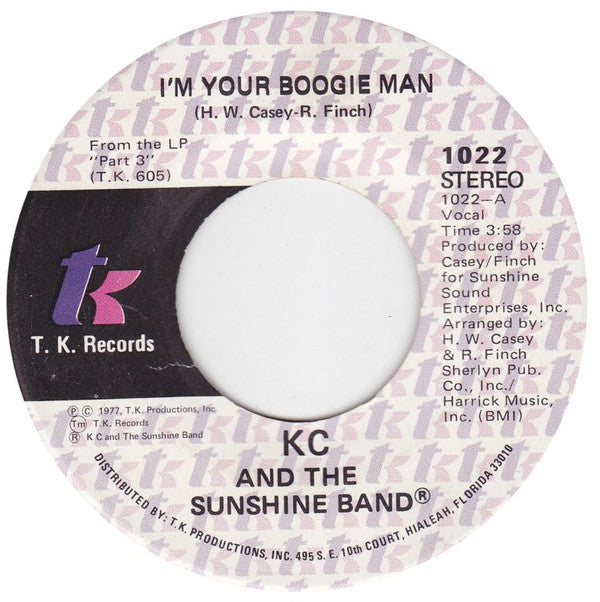 KC & The Sunshine Band : I'm Your Boogie Man (7")