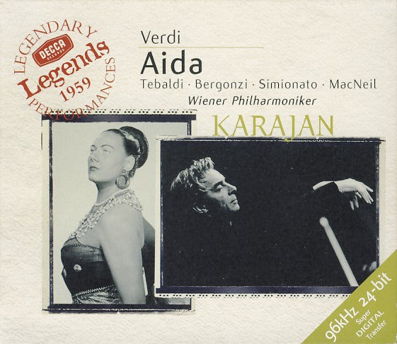 Giuseppe Verdi / Renata Tebaldi, Carlo Bergonzi, Giulietta Simionato, Wiener Philharmoniker, Herbert von Karajan : Aida (2xCD, Album, RE, RM)