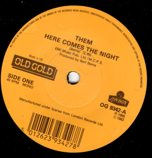Them (3) / Ten Years After : Here Comes The Night / Love Like A Man (7", Single, Mono, RE, Lab)