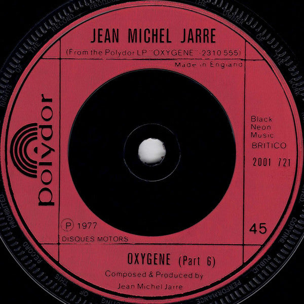 Jean Michel Jarre* : Oxygene (Part 4) (7", Single, Red)