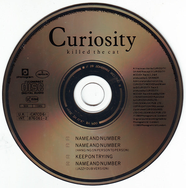 Curiosity Killed The Cat : Name And Number (CD, Single)