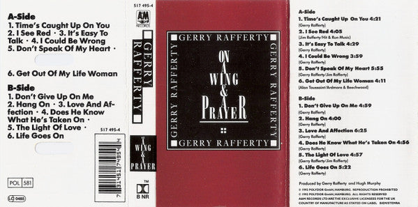 Gerry Rafferty : On A Wing & A Prayer (Cass, Album)