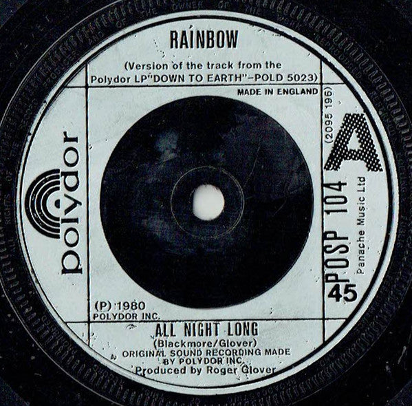 Rainbow : All Night Long (7", Single, Com)