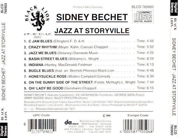 Sidney Bechet : At Storyville (CD, Album, Mono)